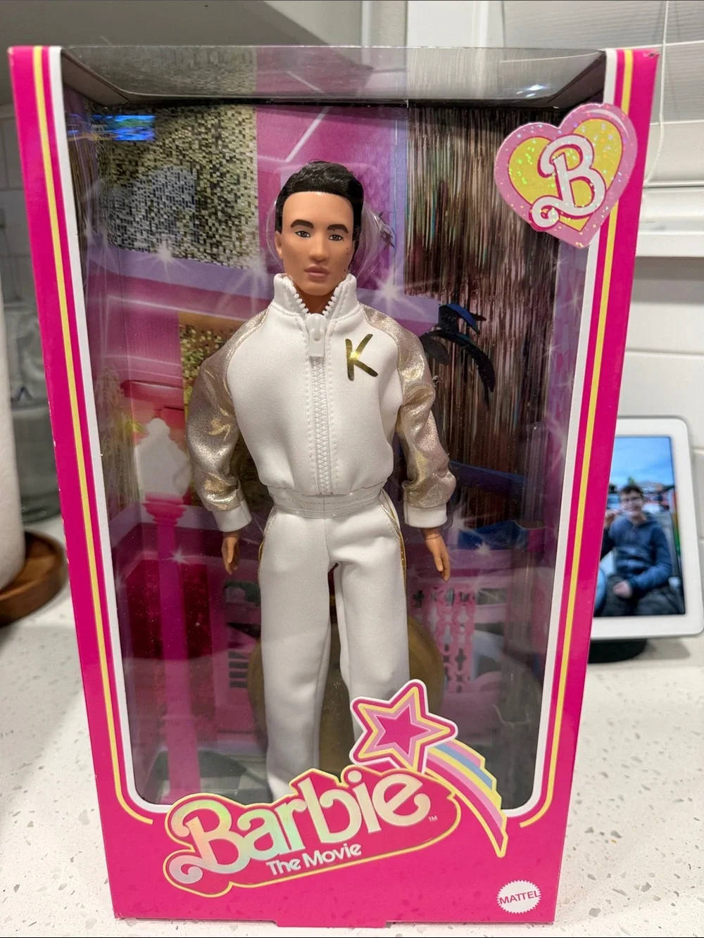 Mattel Ken Doll in White & Gold Tracksuit